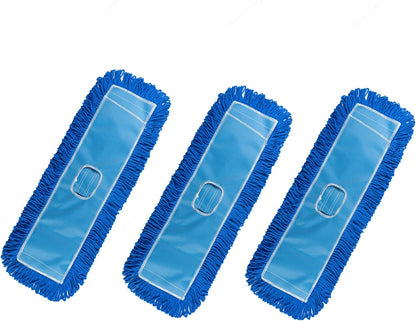 Matthew Cleaning 24'' Industrial Strength Cotton Dust Mop Refill Washable Replacement Heads for Residential & Commercial Use Fit Standard Dust Mop Frames, Hardwood, Laminate, Concrete Floors 3 Pack