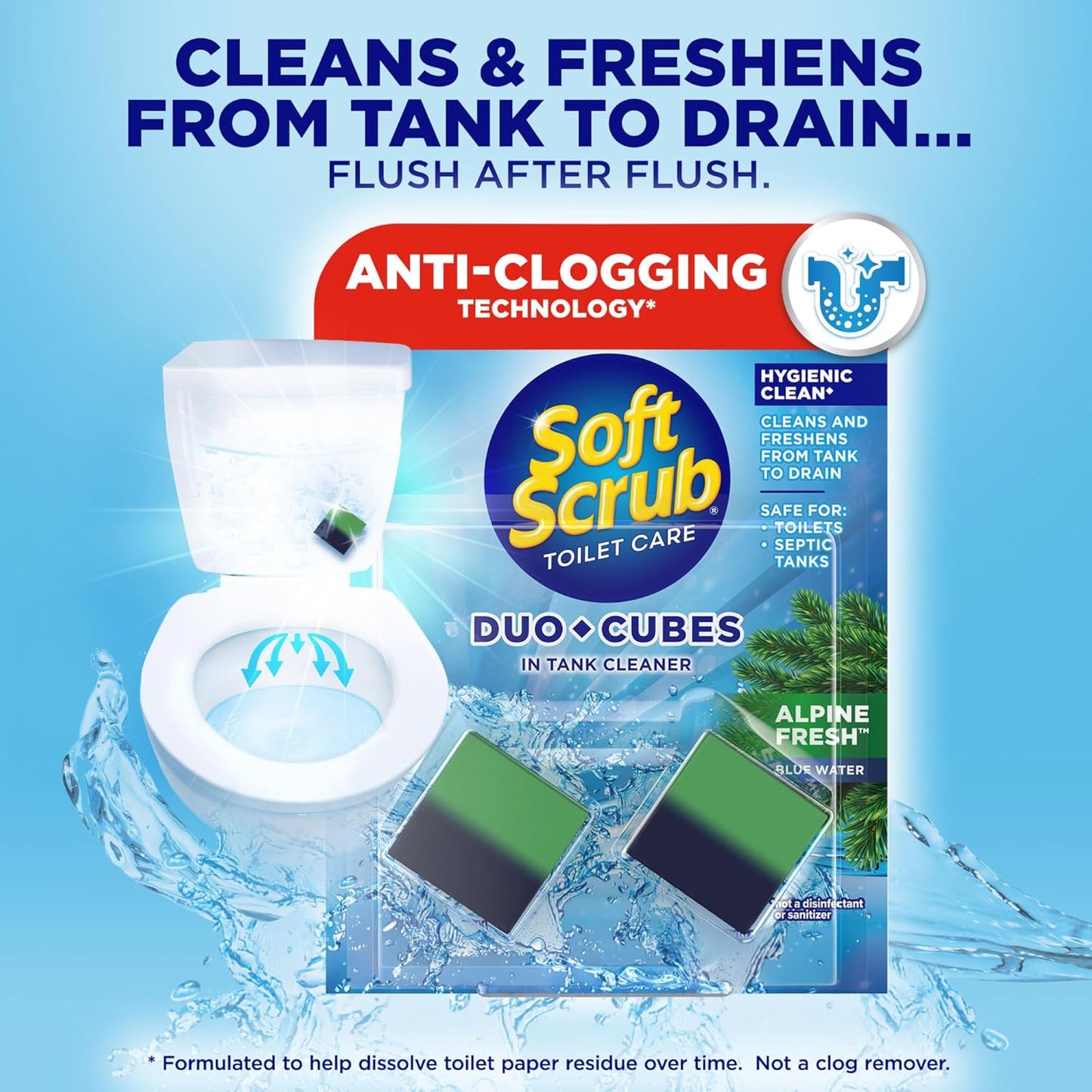 Soft Scrub In-Tank Toilet Cleaner Duo-Cubes, Alpine Fresh, 2 Count (7 Pack)