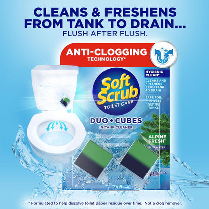 Soft Scrub In-Tank Toilet Cleaner Duo-Cubes, Alpine Fresh, 2 Count (7 Pack)