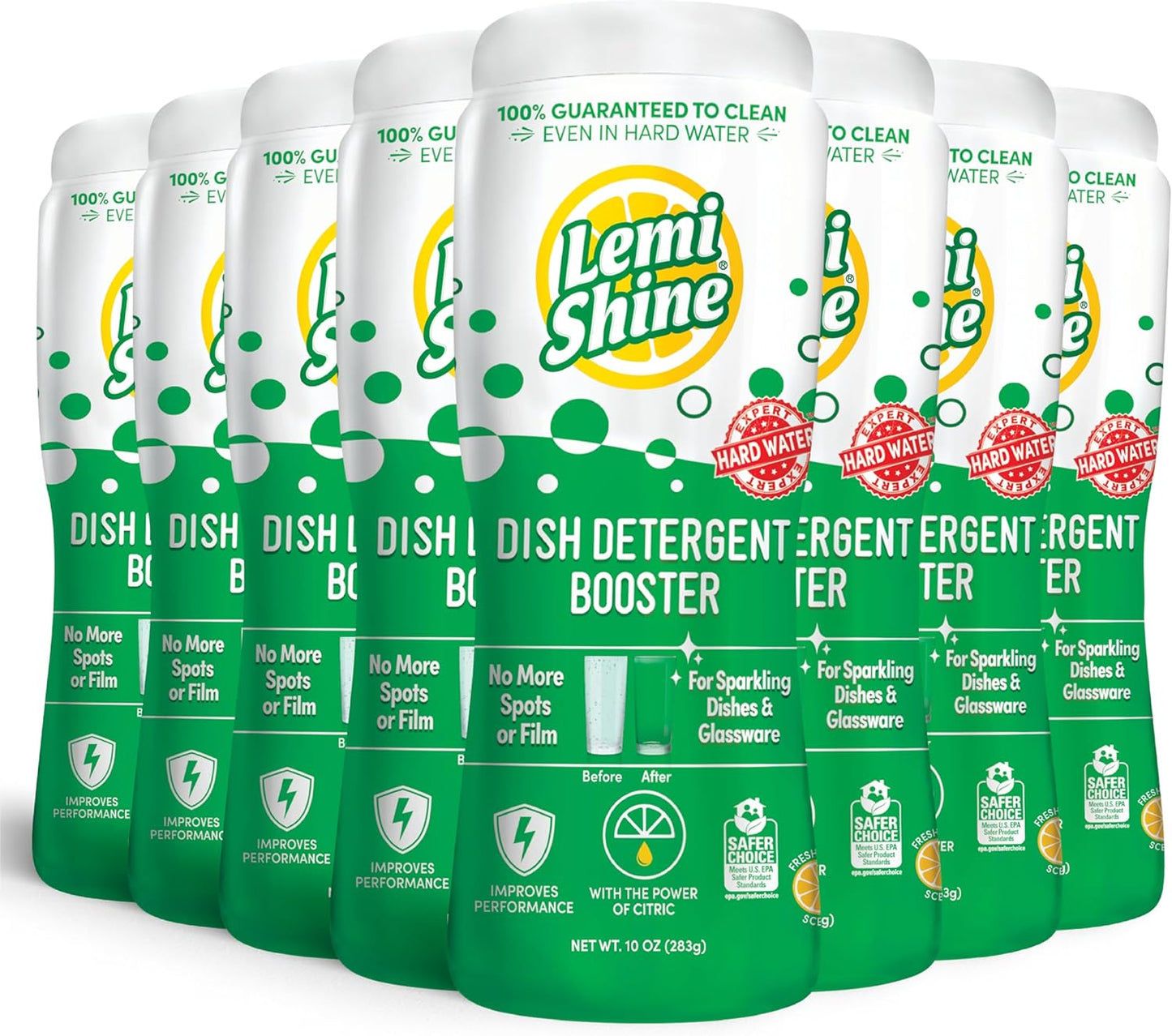 Lemi Shine Natural Dish Detergent Booster - Hard Water Stain Remover - Multi-Use Citric Acid Cleaner - 24 oz (2 Pack)