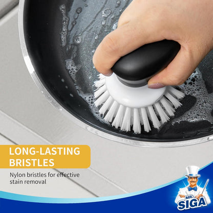 MR.SIGA Dish Scrub Brush, Palm Brush Dish Scrubber with Ergonomic Grip, Kitchen Brushes for Dishes, Gray, Pack of 2