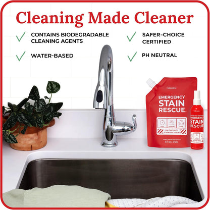 Emergency Stain Rescue Stain Remover Spray - For Wine & Coffee - Blood Stain Remover Clothes & Laundry - Carpet Cleaner Spray with No Added Phosphates - 2 x 4 Fl Oz