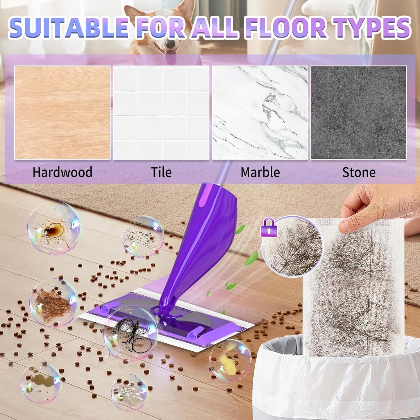 60PCS Disposable Mopping Pads Refills for Swiffer PowerMop,Replacement with Swiffer Power Mop Refills for Swiffer Power Mop Pads Multi-Surface for Floor Cleaning