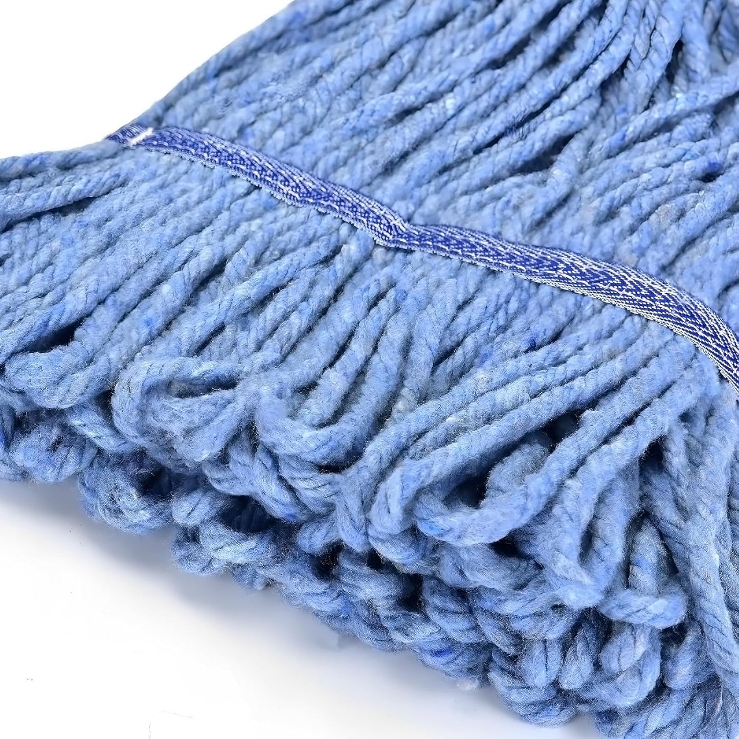 Matthew Cleaning Heavy Duty Mop Head Commercial Replacement for General and Floor Cleaning , Wet Industrial Blue Cotton Looped End String Head Refill (Pack of 6) Blue
