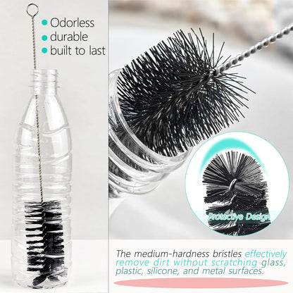 6 Pcs Straw Cleaner Brush Set, 12 Inch Long Pipe Tube Bottle Brushes for Narrow Neck Bottles, Hummingbird Feeders, Coffee Maker, Glass Cups - Includes Detachable Keyring