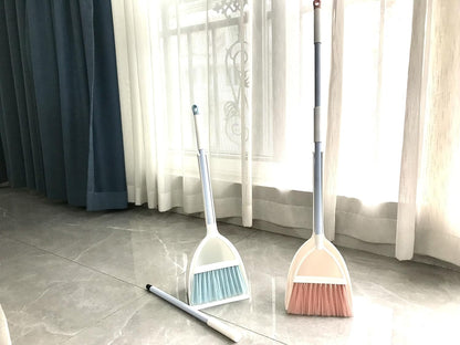 Mini Broom with Dustpan for Kids,Little Housekeeping Helper Set (Light Blue)