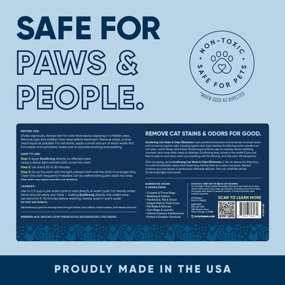 Eco Strong Cat Stain And Odor Remover | Enzyme Urine Odor Neutralizer - Stain Remover for Carpet, Litter Boxes, Bedding, and Laundry [Citrus Scent, 32 oz. Spray]