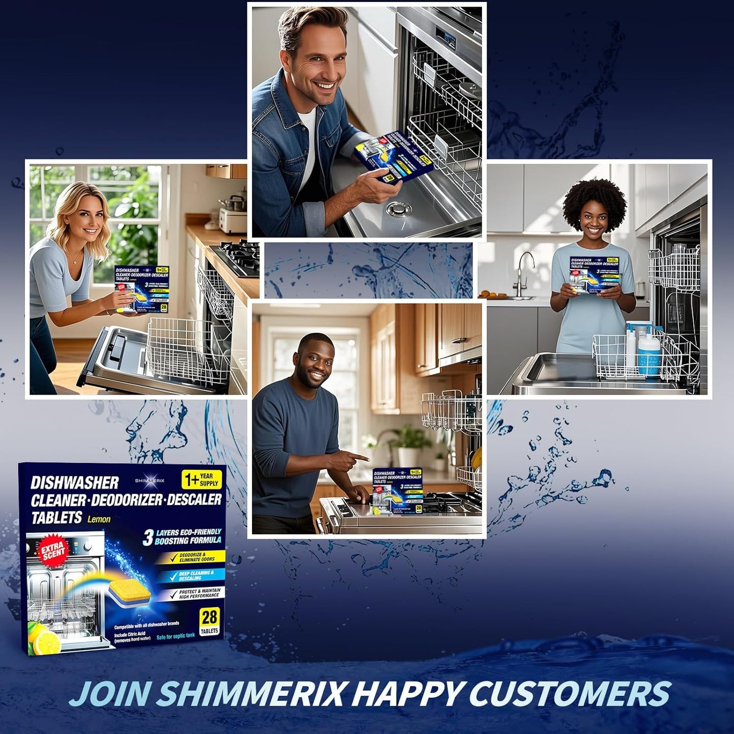 Dishwasher Cleaner Deodorizer Descaler Tablets - 28 Tabs - 1 Plus Year Supply - Extra Scented Deep Cleaning Sanitizer Pods - Remove Hard Water - Contain Citric Acid Heavy Duty Septic Safe - Citrus