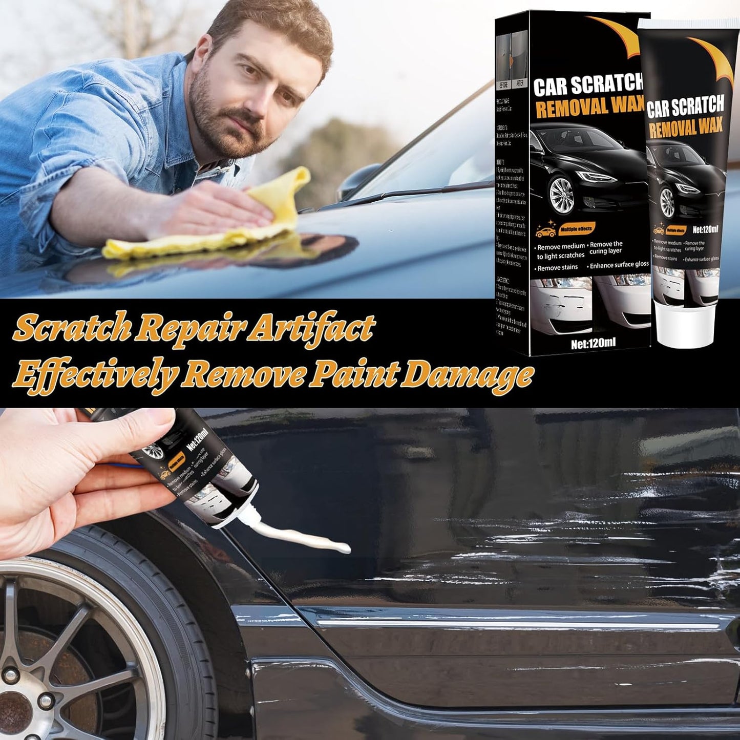 Scratch Remover for Vehicles, Upgrade Car Scratch Remover for Deep Scratches, Car Polishing Wax Scratch Remover for Vehicles,Car Scratch Repair Paste,Cars Paint Scratchs Repair Kit (2Pcs)