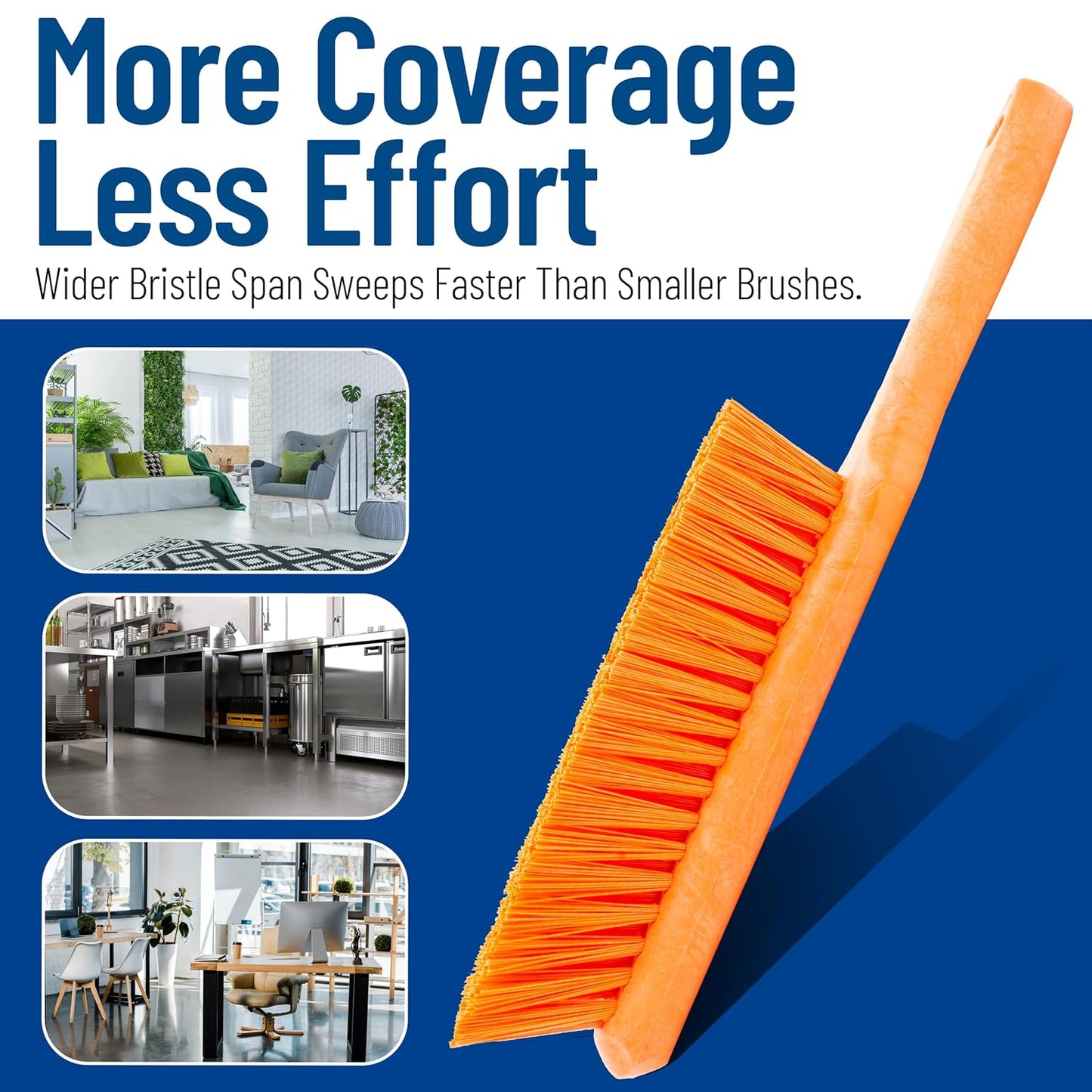 SPARTA Handheld Soft Counter Brush 8 Inch Bristle Span, Multi-Use Dust Brush with 5 Inch Handle for Tables, Countertops, and Delicate Surfaces, Polyester, Orange