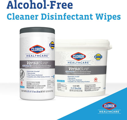 Clorox Healthcare VersaSure Cleaner Disinfectant Wipes, 12" x 12", 110 Count Bucket (Package May Vary)