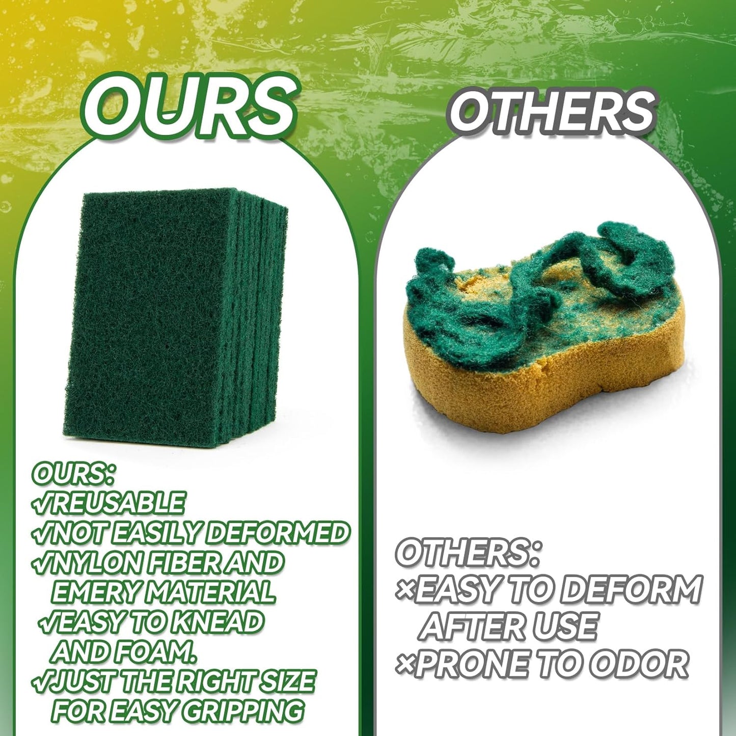 MAQIHAN Heavy Duty Scouring Pad - 10PCS Scouring Pads for Heavy Duty Cleaning Scrubbing Pads for Kitchen Bathroom Household Cleaning Dish Scrubber Scrub Sponges for Oven Barbecue Grill Bathtub