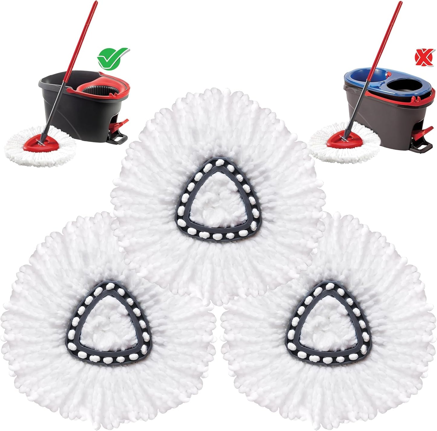 KLEEN HANDLER Microfiber Spin Mop Replacement Head Refills Compatible with O-Cedar EasyWring 1 Tank System, Blue, L (6-Pack)