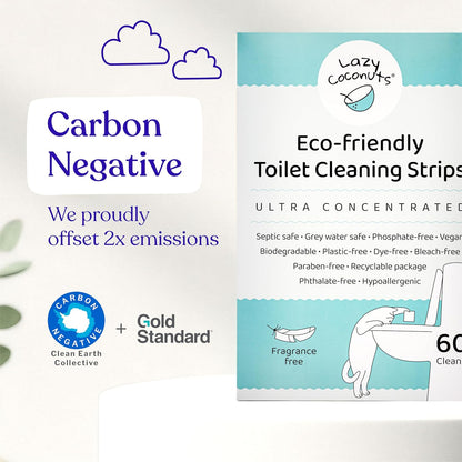 Lazy Coconuts Toilet Bowl Cleaner Strips - 60 Cleans, Plastic-free, Dye-free, With Lemon Essential Oil