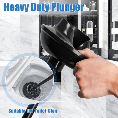JEHONN Toilet Plunger and Brush Set Black with Holder and Hidden Tweezers, Heavy Duty Bathroom Bowl Scrubber Cleaning Kit for Bathtub Sink Wash Basin