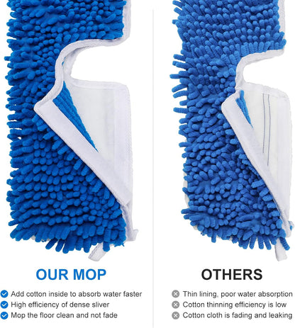 CLEAN PIONEER 3 Pack Mop Heads Replacement Compatible for Oceda Dual-Action Flip System, Dry and Wet Used, Chenille Double Sided Mop Refills Head for Most Hardwood Floors