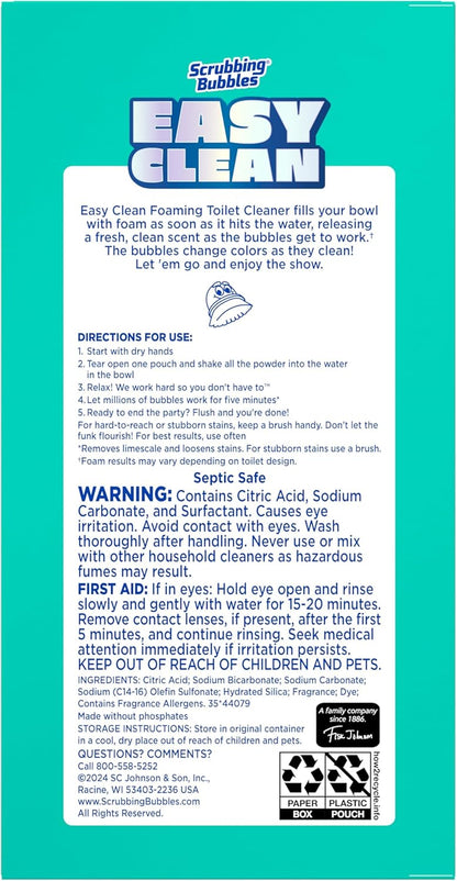 Scrubbing Bubbles Easy Clean Foaming Toilet Bowl Cleaner, Easy Toilet Drop In Powder Pouches, 100g (5 Pouches)