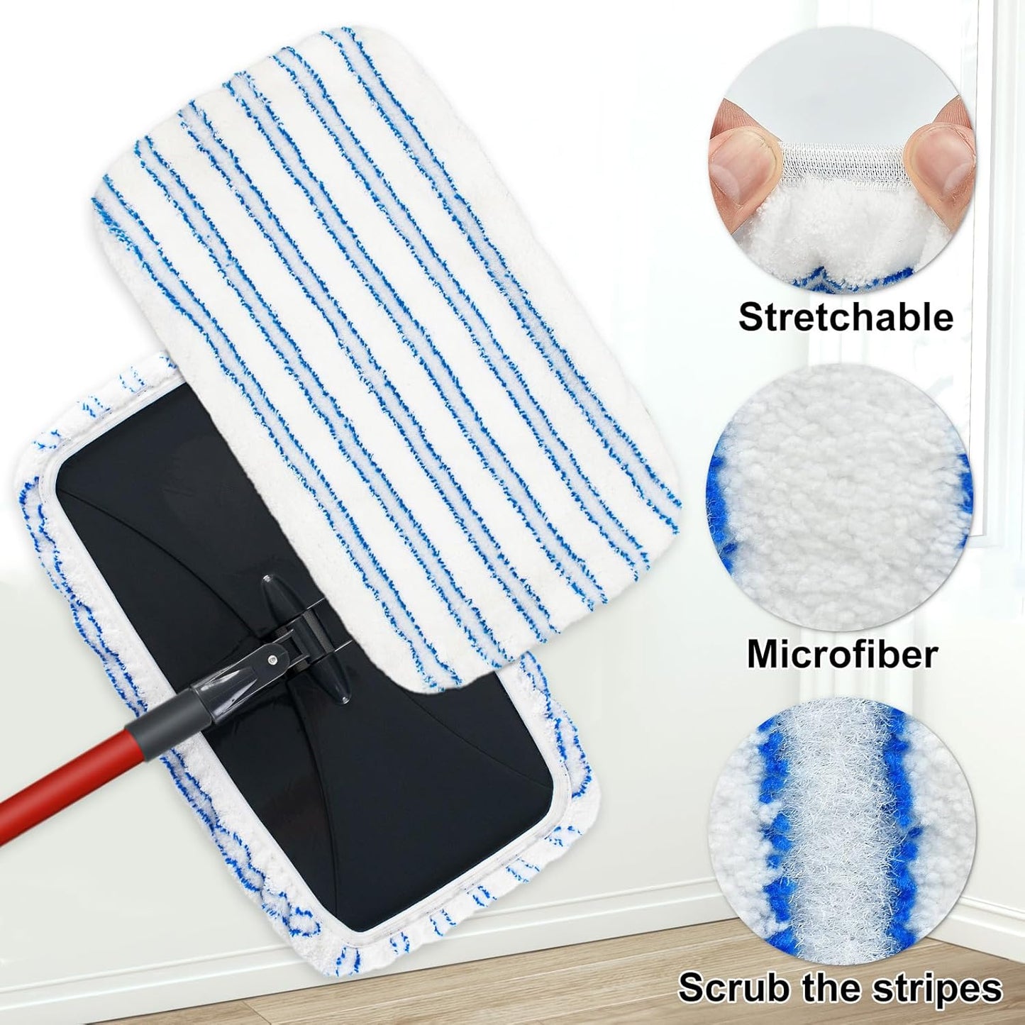 Microfiber Dust Mop Set for Floor Cleaning, Flat Mop for Wet & Dry to Clean Washable Flip Mops Pad for Ocedar Hardwood Floor 'N More 3-Action Mop, Adjustable 58" Mops Handle & 2 Reusable Refill & Base