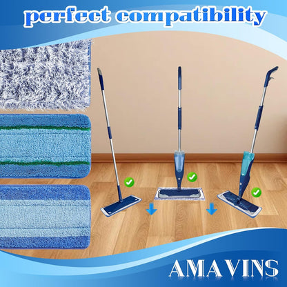 3 Pack Microfiber Reusable Mop Pads, Wet/Dry Floor Cleaning Refill Mop Pads, Spray Mop Hard Wood Floor Mop Pads Refills, Machine Washable Power Mop Pads Replacement