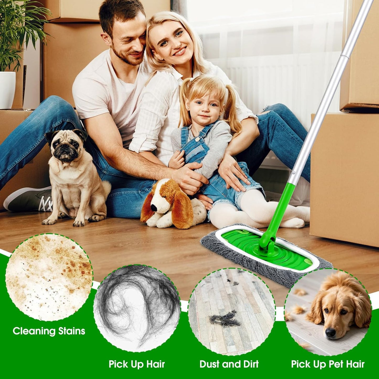 12Pcs Reusable Microfiber Mop Pads Compatible with Sweeper Mops,Dry Sweeping Cloths & Wet Mopping Pads Refills,Washable Mop Pads for Floor Cleaning