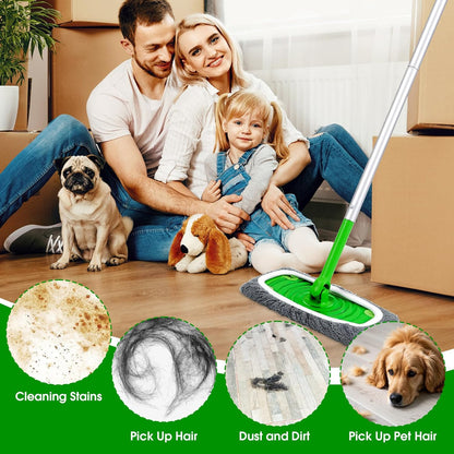 12Pcs Reusable Microfiber Mop Pads Compatible with Sweeper Mops,Dry Sweeping Cloths & Wet Mopping Pads Refills,Washable Mop Pads for Floor Cleaning