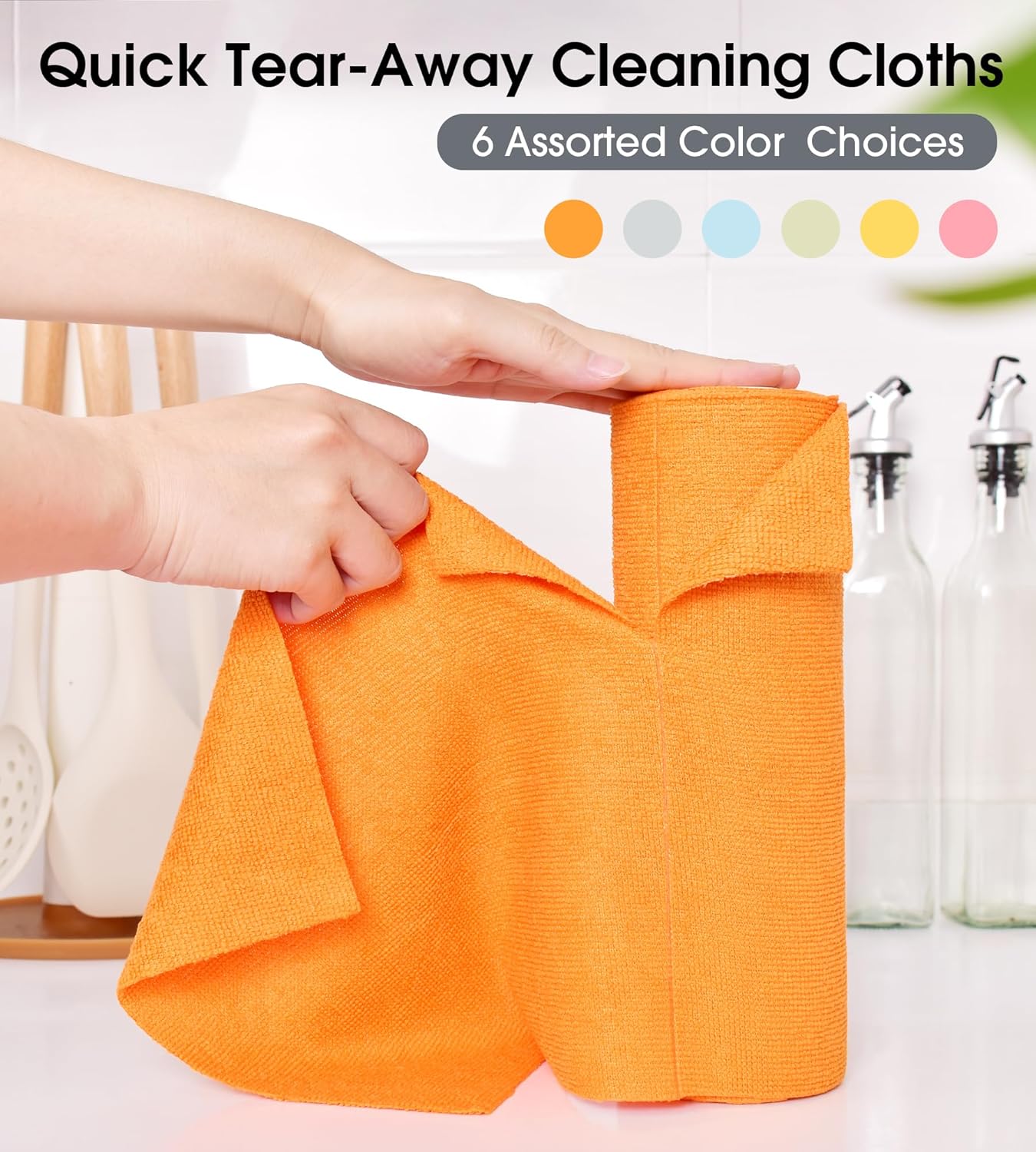 KitchLife Microfiber Cleaning Cloth Roll - Tear-Away Reusable Microfiber Paper Towels, Lint-Free, Washable, 20 Sheets for Kitchen, Car, Dishes, and Sensitive Surfaces (Pink)