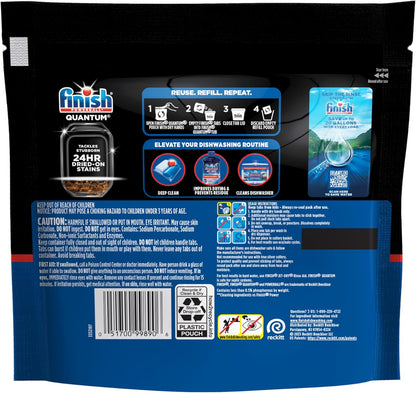 Finish Quantum Dishwasher Pods, No Pre-Rinse Dishwasher Detergent Soap Removes 24HR Dried-On Stain and Grease, Leaving a Virtually Spotless Shine, 14 Count