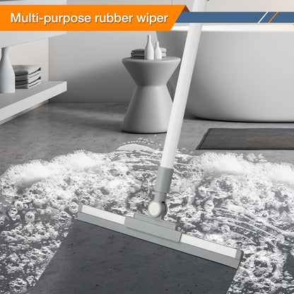 Floor Squeegee for Concrete Floor, Squeegee Broom, Magic Air Broom with 52'' Long Handle and 20'' Rubber Rotating Head for Shower Glass Doors, Bathroom Tile, Pet Hair, Window and Glass