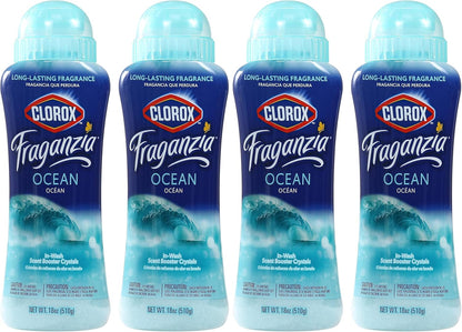 Clorox Fraganzia Laundry Scent Booster Crystals, In-Wash Fragrance Beads for Fresh-Smelling Clothes & Linens, Safe for All Fabrics & Colors, Easy-Pour Bottle, Vanilla Scent, 18 Oz, 2 Pack