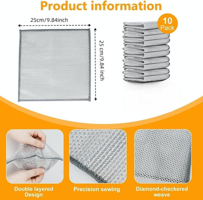 Extra-Large Size Multipurpose Wire Dishwashing Rag,Non Scratch Wire Dishcloth, Reusable Steel Wool Scrubber,Non-Scratch,Quick-Drying,Multi-Purpose for Kitchen,Bathroom Cleaning (15)