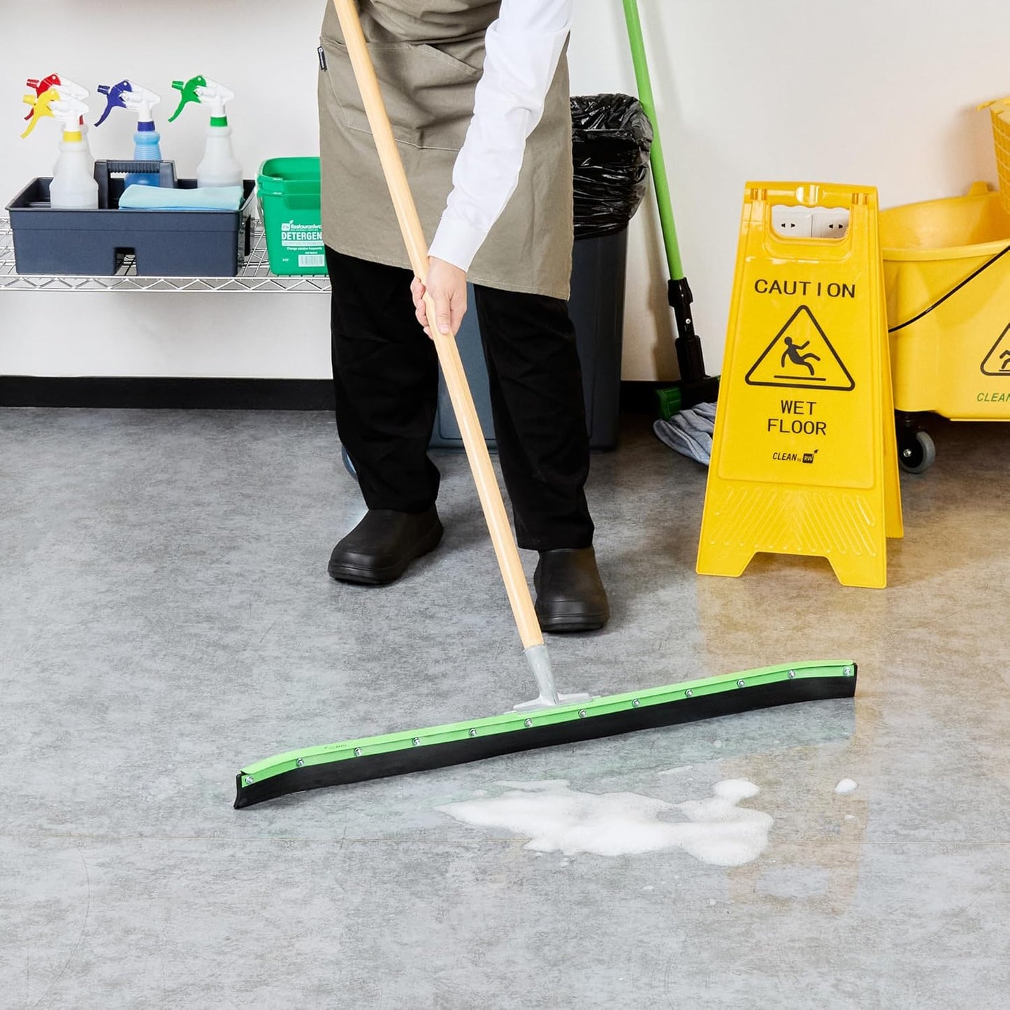 Restaurantware-SQUEEGEE ONLY: Clean Tek Professional 29.92 Inch Floor Squeegee, 1 Broom With Double Rubber Blade - Handle Sold Separately, Heavy-Duty, Steel Wiper For Concrete Floor
