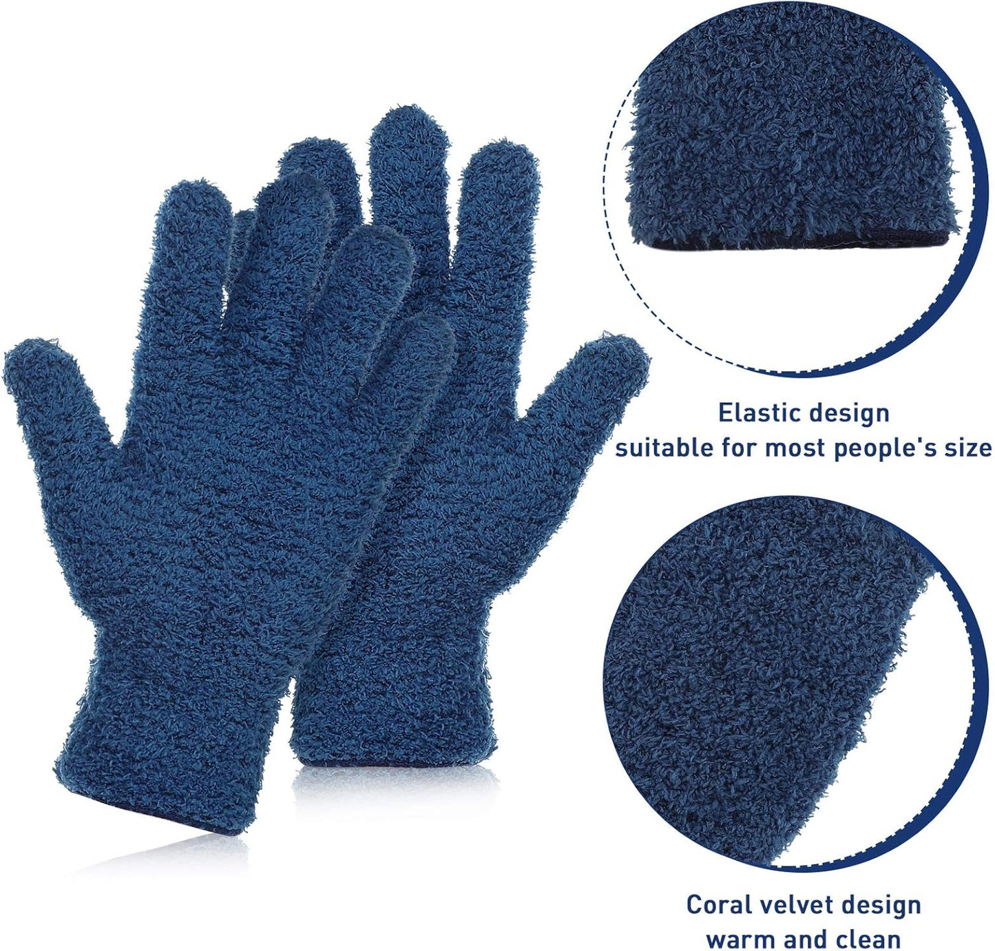Patelai 2 Pairs Microfiber Gloves for plants Dusting Cleaning Glove Mittens House Cars Blinds Dusting(Blue, Grass Green,Large)