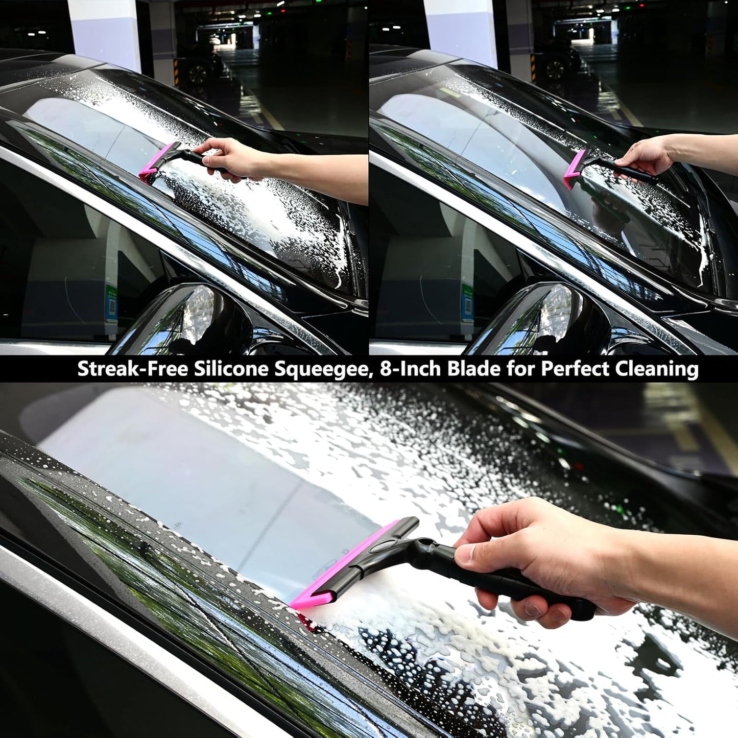 EHDIS 2PCS Flexible 8-Inch Silicone Squeegee Window Tint Tool Auto Water Blade, Shower Squeegee for Car Windshield, Glass, Tiles, and Smooth Surfaces