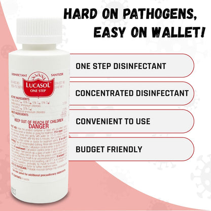 Lucasol One Step Disinfectant, 1 Quart (32 Ounce), All Purpose Cleaner Spray For Hospitals, Barber Supplies, Household Essentials, School, Salons, Household Cleaning And More