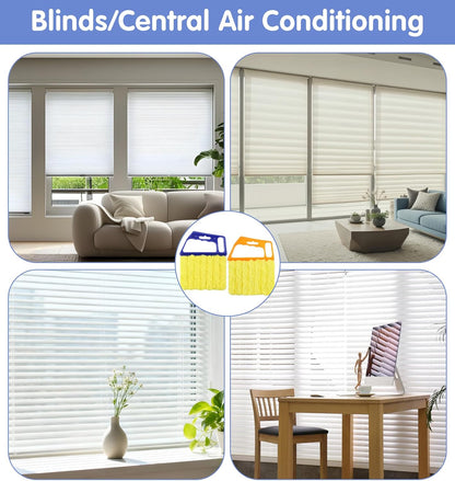2 Pcs Blind Duster for Wood Blinds, 7-Finger Blind Cleaner Duster Tool, Microfiber Washable Blinds Cleaner Tool for Window & Air Conditioner, Reusable Dusting Brush