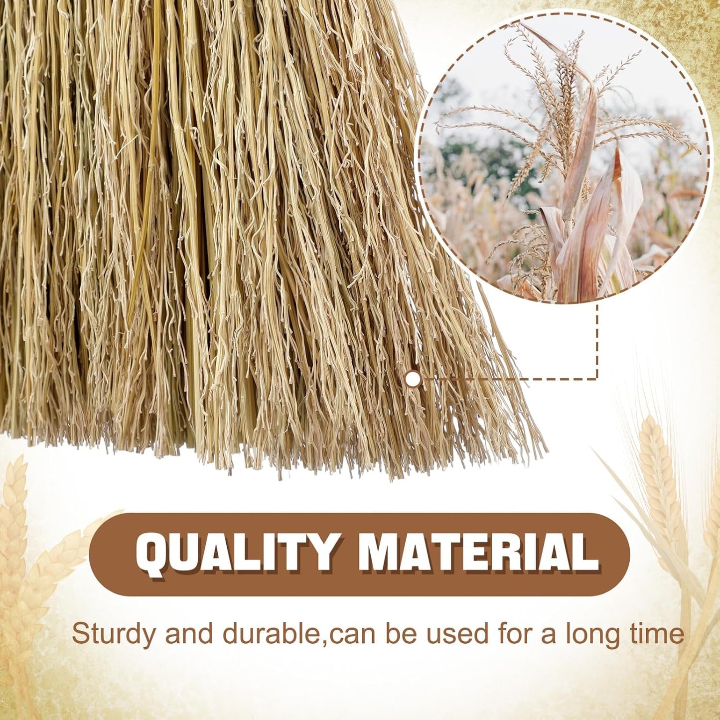 Suclain 2 Pcs 12 Inch Whisk Broom Hand Held Mini Corn Straw Whisk Broom Short Handle with Metal Hanger Halloween for Multi Surface Sweeping Small Hand Brush for Outdoor Car Porch Debris Dust Dirt