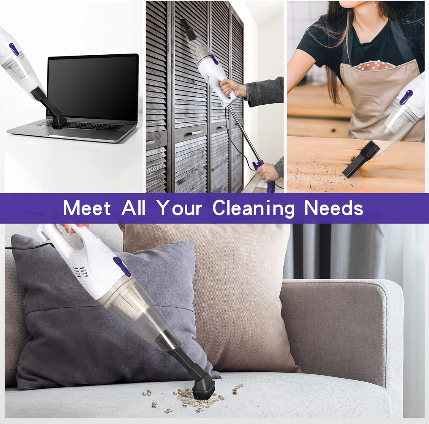 Intercleaner Corded Vacuum Cleaner, 15KPa Powerful Suction with 400W Motor, 12 in 1 Lightweight Bagless Stick Vac with Handheld, Ultra Quiet, for Hardwood Floor Carpet Car Pet Hair