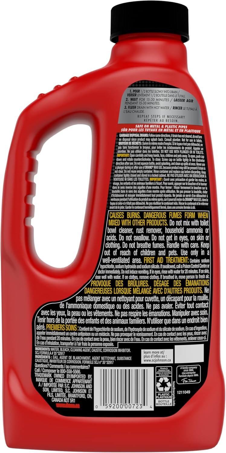 Drano Max Gel Clog Remover, 80 oz