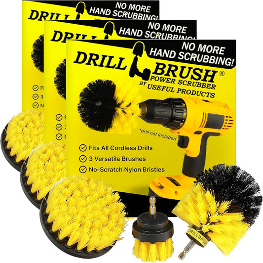 Drillbrush Drill Brush Attachment Set for Bathroom Cleaning – Power Scrubber Brush Kit for Tub, Tile, Shower, and Grout – All-Purpose Household Cleaning Brushes for Drill - Electric Grout Cleaner Kit