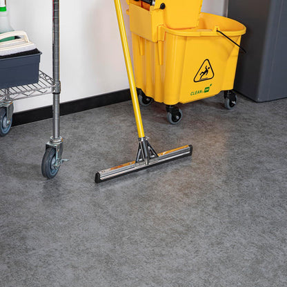 Restaurantware RW Clean 54.3 Inch Non-Slip Handle For Floor Squeegee - Hanging Loop Durable Yellow Iron Handle
