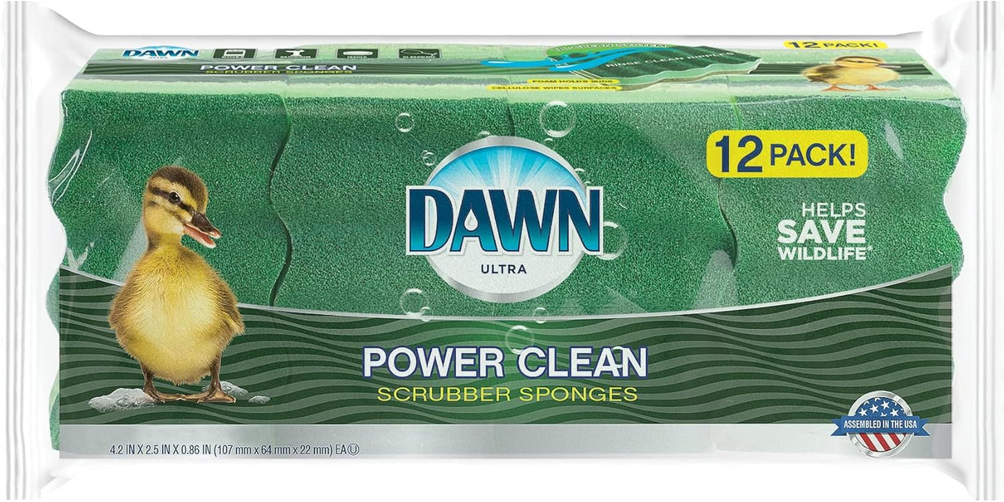 Dawn Power Clean Wedge-Shaped Scrubber Sponges, Pack of 3, Green