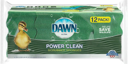 Dawn Power Clean Wedge-Shaped Scrubber Sponges, Pack of 3, Green