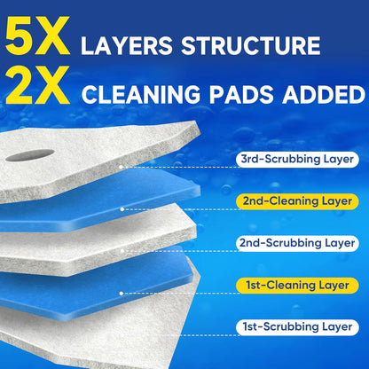 15Ct Aromative Toilet Brush Refills, Toilet Bowl Cleaner Refills, Double-Layer Cleaning Pads Added, Disposable Refill Heads for Toilet Bowl Cleaner Wands，Lemon, Blue Ocean, Lavender （Patented）