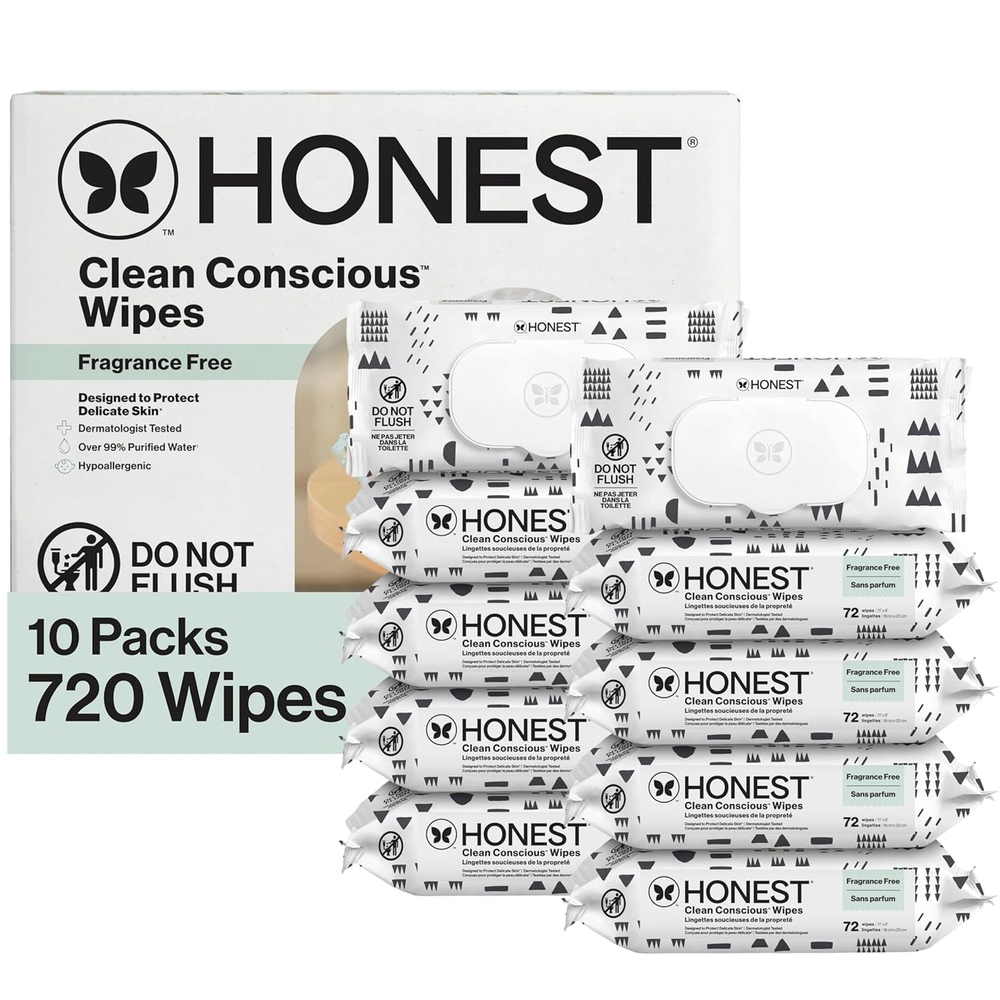 The Honest Company Hypoallergenic Multi-Use Baby Wipes for Sensitive Baby Skin, Rose Blossom, 60 Count