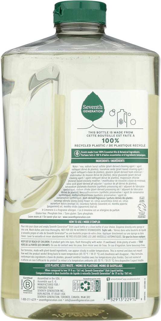Seventh Generation Dish Liquid Soap Lavender Flower & Mint Refill Dishwashing Soap Biodegradable liquid soap 50 oz