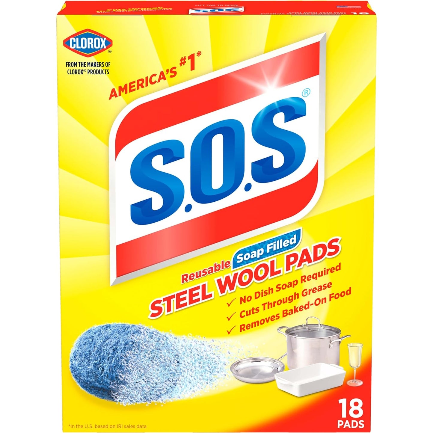 S.O.S Steel Wool Soap Pads, Lemon Fresh, 10 Count