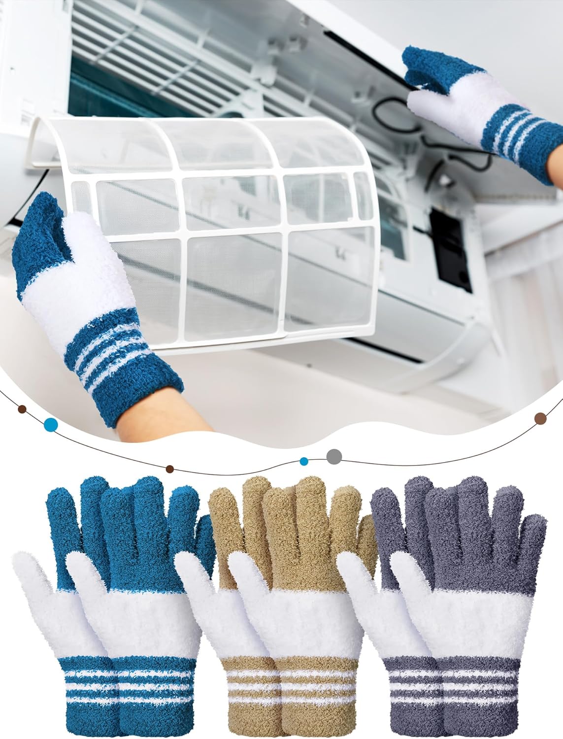 Patelai 3 Pairs Microfiber Plant Dusting Gloves Leaf Cleaning Gloves for Indoor Plants, Blinds, Furniture, House (Green Yellow,Blue,Pink,Medium)