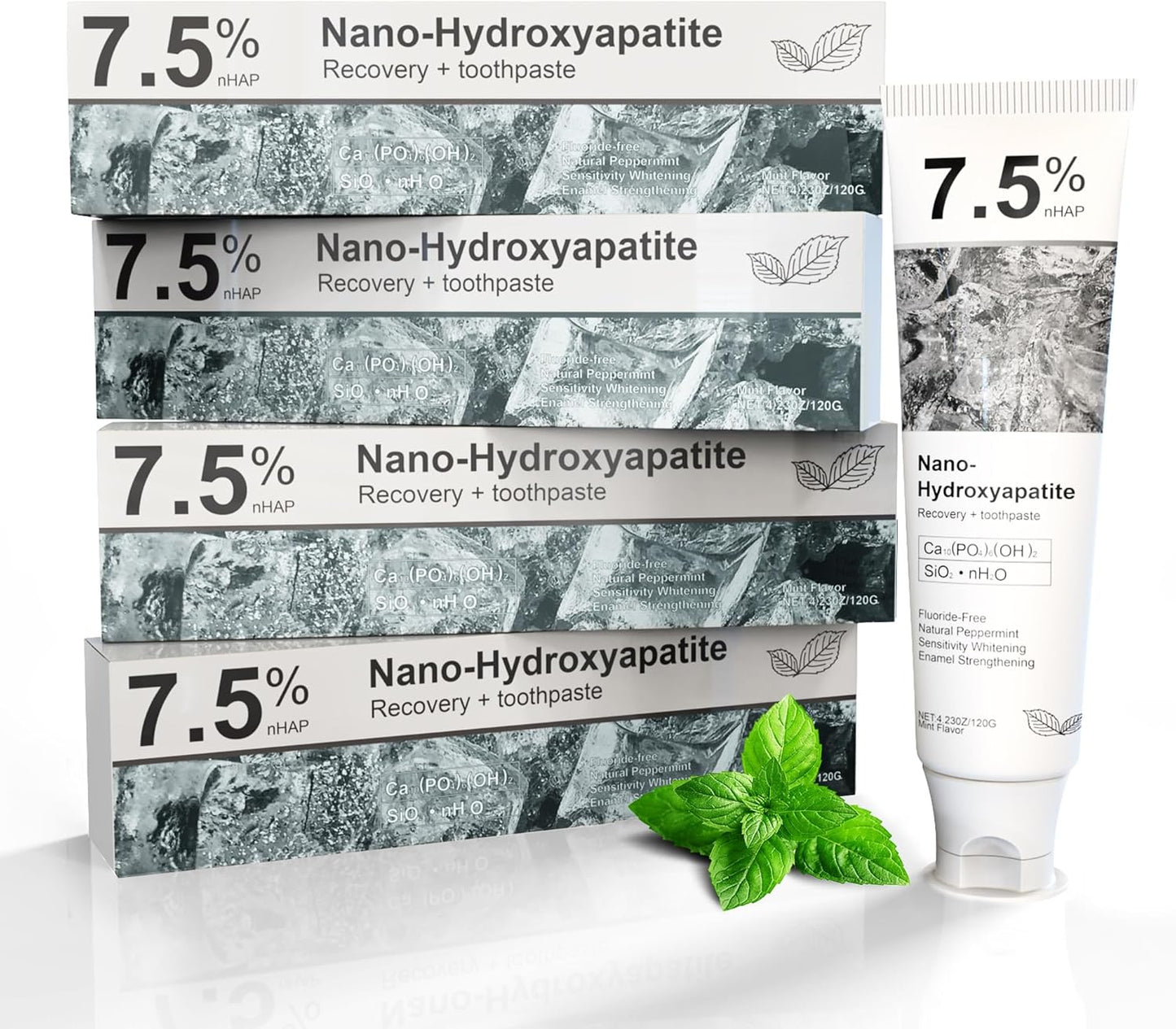 7.5% Nano Hydroxyapatite Toothpaste, SP-6 Probiotic Toothpaste, Helps Remineralize, Strengthens Enamel, Dentist-Formulated Whitening Toothpaste for Sensitive Teeth, Fluoride-Free, 4.23 oz 2Pack