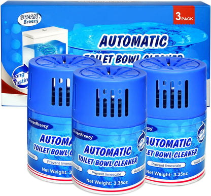 Automatic Toilet Bowl Cleaners Bottles, 3 Pack Long-Lasting Blue Toilet Cleaner Tablets, Septic Safe Toilet Tank Cleaner for Stain Prevention & Odor removal, Up to 3 Months each bottle