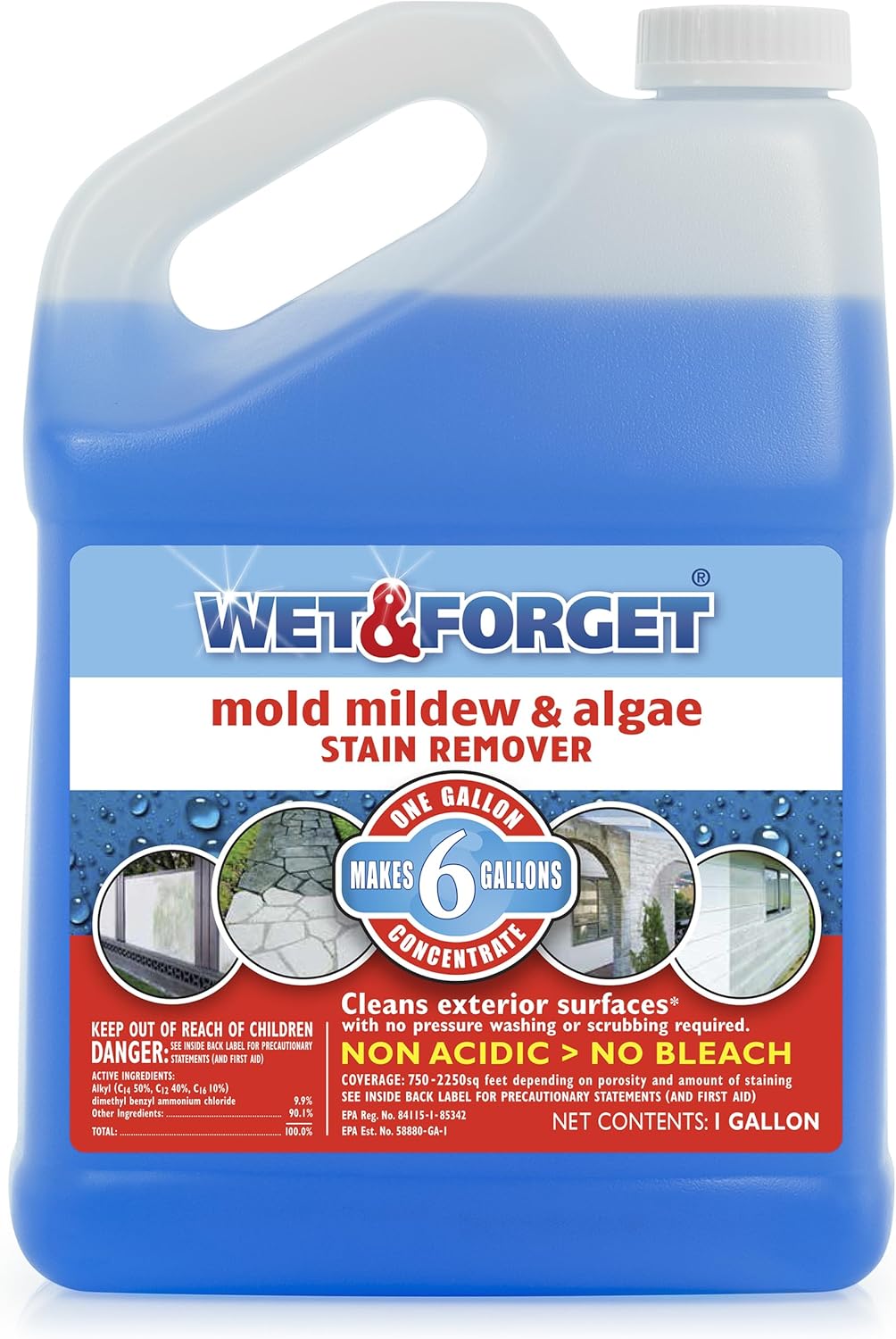 Wet & Forget Moss, Mold, Mildew, & Algae Stain Remover Multi-Surface Outdoor Cleaner Concentrate, Original, 128 Fluid Ounces